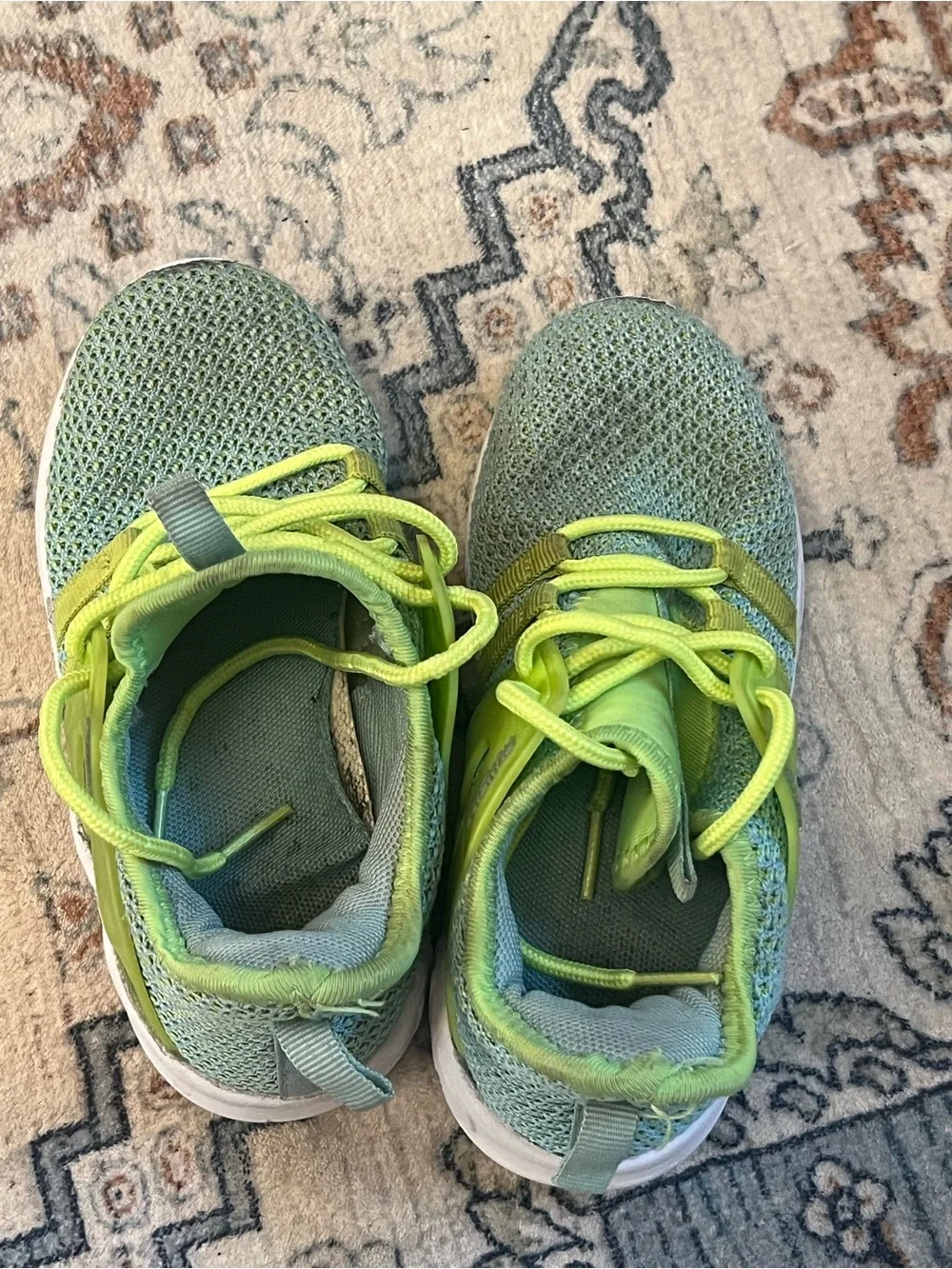 Kids Lightweight Green Knit Athletic Sneakers